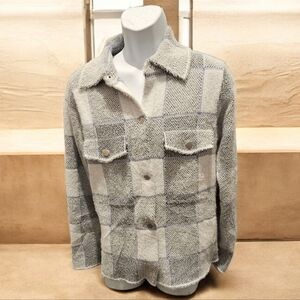 Rachel Zoe Women's Gray Checkered Shirt Jacket